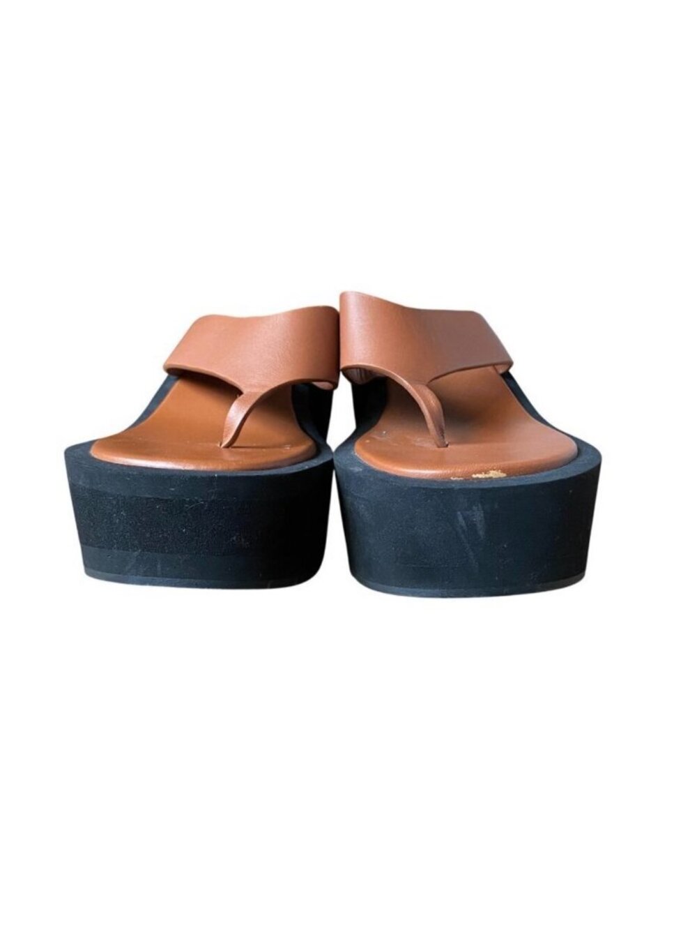 FRAME Le Ocean Platform Leather Sandals In Tobacco - Size 40 - Picture 4 of 7